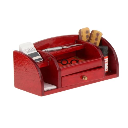 Milageto 1/12 Puppenhaus Miniaturen Lagerregal Lagerung Organizer Geschenk Holzmöbel für Badezimmer Puppenhaus Schlafzimmer Ornamente, ROT von Milageto