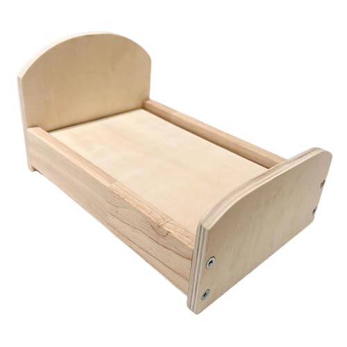 Milageto 1/12 Puppenhausbett Miniatur -Einzelbett, vorgetäuschtes Spiel Rollenspiel, Miniaturmöbelzubehör für Schlafzimmerdekoration, Holz von Milageto