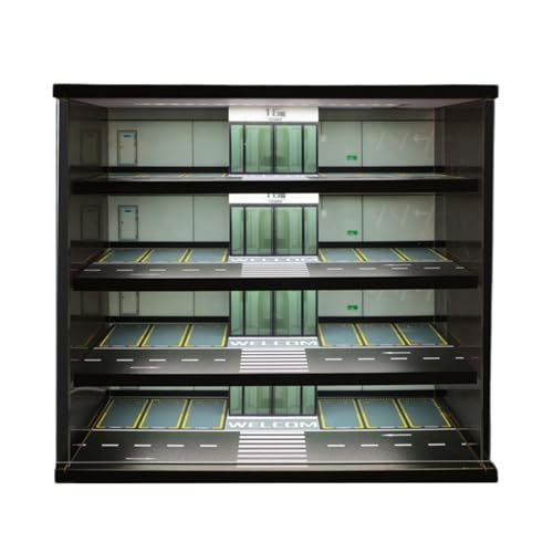 Milageto 1/64 Parkplatz-Szenenvitrine, Druckguss-Autogarage mit Licht, 5-Schichten-Layout, eleganter Ausstellungsständer für Legierungsauto-Modellspielzeug Milageto 1/64 Parkplatz-Szenenvitrine, Druckguss-Autogarage mit Licht, 5-Schichten-Layout, eleganter Ausstellungsständer für Legierungsauto-Modellspielzeug von Milageto