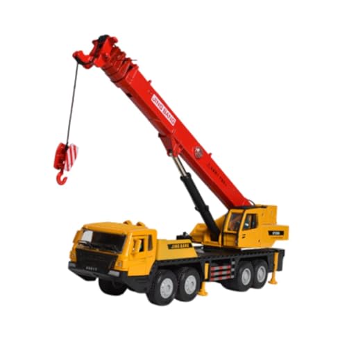 Milageto 1:50 Scale Crane Truck Fahrzeug Bildungskollektible Geschenkhebelfahrzeugtechnik -LKW für Alter 3+ Kleinkinder Kinder, Rot von Milageto