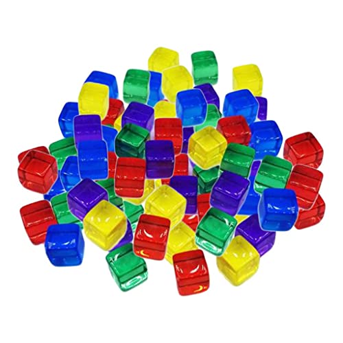 Milageto 100 Stück Acryl-Würfel für Brettspiele, 10 MM Blanko-Würfel Mehrfarbig, D6-Acryl-Würfel für Mathe-Lehrmittel, DIY Puzzle-Spiel-Würfel von Milageto