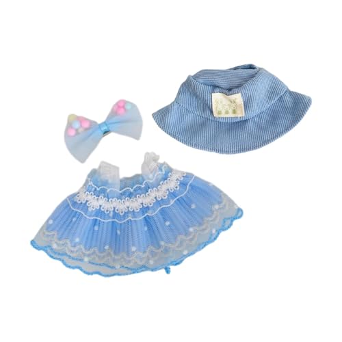 Milageto 15 cm Puppe mit Mini-Kopfschmuck Hasenmütze Accessoire Stylisches Kostüm Puppenzubehör Puppenkleidung Puppenanziehgeschenk Kinder, Blau von Milageto