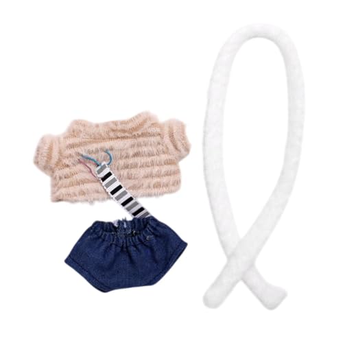 Milageto 15 cm Puppenkleidungsoutfit, stilvolle weiche Puppenkleidung als Geschenk für Kinder, gestreiftes Plüschschalkostüm für 5,91 Zoll 6,69 Zoll, Ohne Hut von Milageto