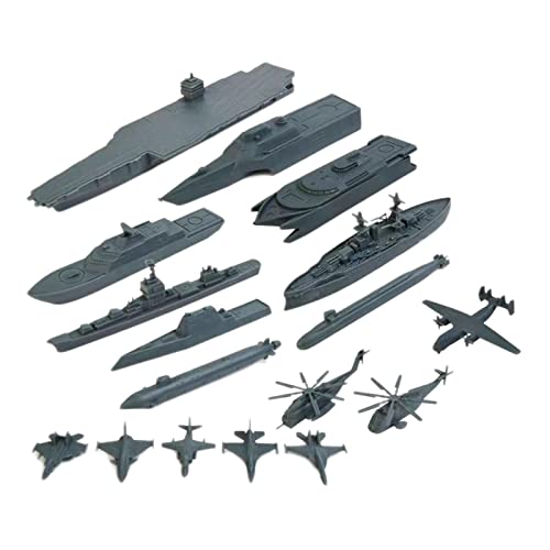 Milageto 17 Stück Flugzeugträger Marineschiff Spielset, Flugzeugträger Modell mit Militärflugzeug, Hubschrauber, Schlachtschiff, Bausteine Schiff Modell Spielzeug Kit für Kinder von Milageto