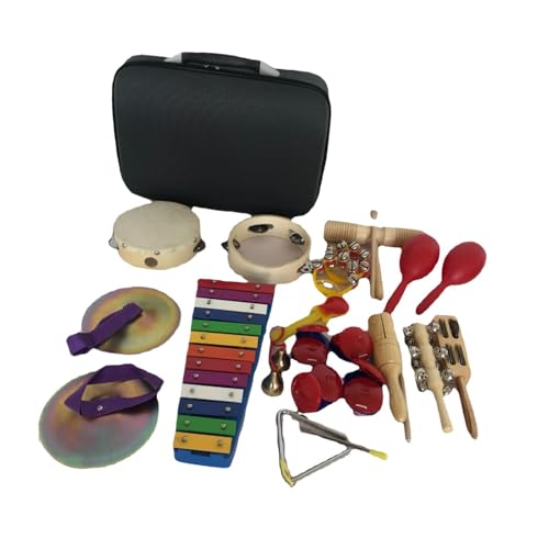 Milageto 17 Stücke Kinder Musikinstrumente Set Musical Toys Set Creative mit Tamburin Maracas Castanets und mehr für Jungen Mädchen von Milageto