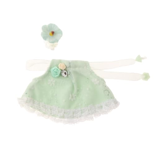 Milageto 17 cm große Puppenkleidung aus Plüsch, Puppenkleidung, Kuscheltierkleidung, stilvolles Puppenzubehör, bequemes Puppenoutfit, süß, Grünes Kleid von Milageto