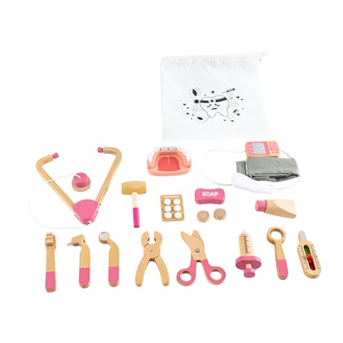 Milageto 17pcs Kinderarzt Kit Spielzeugmedizinische Kit Simulation mit Aufbewahrungstasche Realistische Kinder Arzttasche tun Spielen Spielzeug für Jungen, Rosa von Milageto