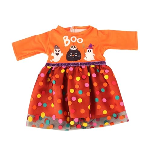 Milageto 18 Zoll Puppenkleidung für Mädchen, Amerikanisches Puppen-Halloweenkostüm, Stilvolles, kreatives Puppenaccessoire für Partys, Festivals, Halloween, Orange von Milageto