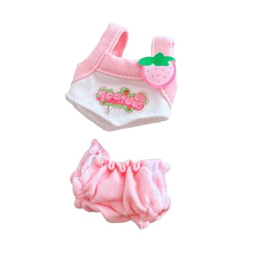 Milageto 2 Stück Weste und Shorts für Plüschpuppen, Kostüme, praktisches DIY-Zubehör, Koordination, modische Anziehsachen für Mädchenpuppen, ROSA von Milageto