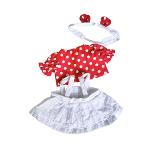 Milageto 20 cm Puppenkleidung Puppenoutfit, Mädchen Jungen DIY Geschenk, Bequeme DIY stylische Puppenkleidung Accessoires, Puppenkleidung aus Baumwolle, Roter Rock mit Wellenpunkten von Milageto