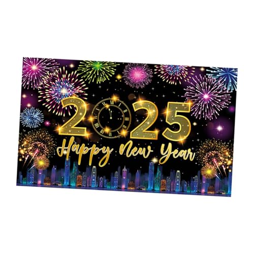 Milageto 2025 Neujahrs-Hintergrund, Frohes Neues Jahr-Banner, 180 x 115 cm, Wiederverwendbare Vorräte, Dekor, hängendes Ornament, dekorativer Hintergrund, Style C von Milageto