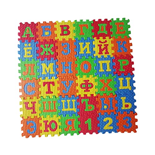 Milageto 36 x Bodenspielmatte aus Schaum, Mini-Russisch-Alphabet, verdicktes, Lernspielzeug, wiederverwendbar, bunte Puzzlematte für Kindergarten, von Milageto