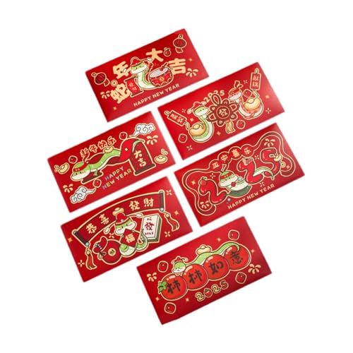 Milageto 6 Stück rote Umschläge zum chinesischen Neujahr, rote Pakete, 17 cm x 6 cm, Geldumschläge Hong Bao für Geburtstage, Partys, Laternenfeste von Milageto