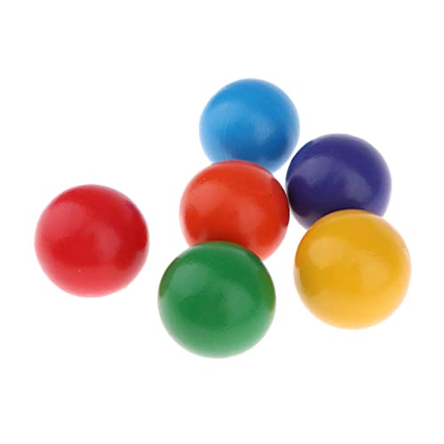 Milageto 6 Stück Montessori Holzkugeln Spielzeug für Babys, Regenbogenkugeln, Kinder Lernspielzeug für Kleinkinder ab 12 Monaten, 4,5 cm von Milageto