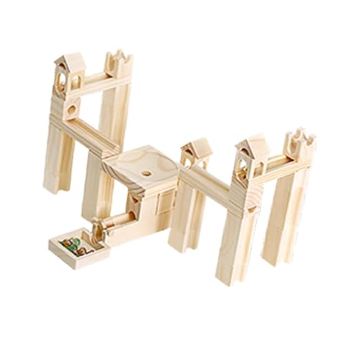 Milageto 60-teiliges Murmelbahn-Spielzeug aus Holz, Lernspielzeug aus Holz, Geschenke für Kinder, Kugelbahn-Set, Murmelbahn-Labyrinth-Spiel für kreative von Milageto