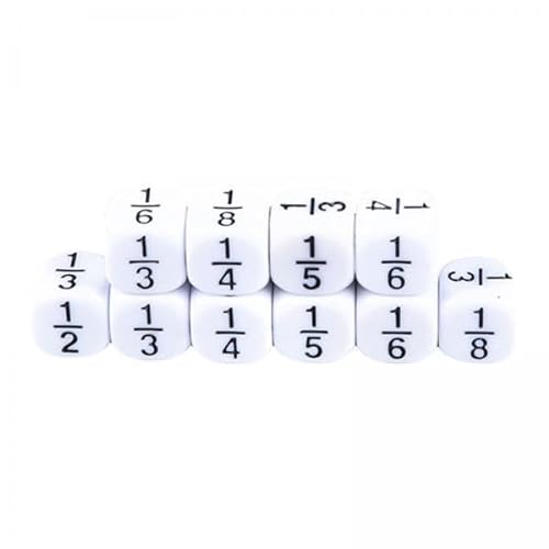 Milageto 6X 10 Acryl Bruchwürfel, Lernspiele, Mathe Spielzeug, Klassenzimmerspiele, Bruchzahlenwürfel, Lehrermanipulative von Milageto