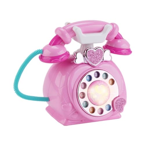 Milageto Altmodisches Telefon, Simulationstelefon, Baby-Musikspielzeug, Retro-Schnur-Festnetztelefon für Kleinkinder, Kinder, Kinder im Alter von 3 Jahren, Rosa von Milageto