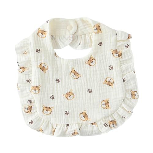 Milageto Baby Lätzchen Sabber Lätzchen Rüschen Design Atmungsaktiv Einfach Sauber Bandana Sabber Lätzchen Spucklätzchen für Jungen Neugeborene Fütterung Infant, Tiger von Milageto