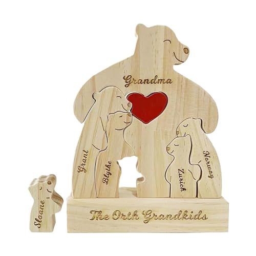 Milageto Bärenfamilie Holzpuzzle Tierfigur Skulptur Statue Einzigartige Bärenfamilie Ornament Muttertagsgeschenk Einweihungsgeschenk von Milageto