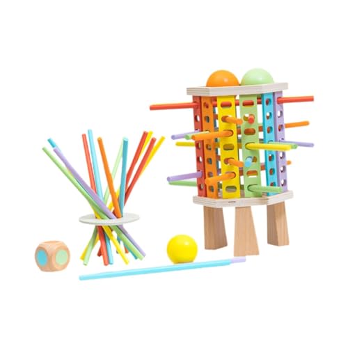 Milageto Buntes Holzstäbchen-Spiel, Holzbrettspiel, Würfelspiel-Geschenk, Mathe-Lernspielzeug, Zählspielzeug für Mädchen, Jungen, Kleinkinder, Kinder von Milageto