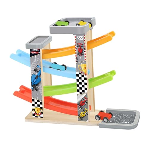 Milageto DIY Assemble Track Race Auto Spielzeug Gleitwagen Trägheit Gleitspielzeugfahrzeug Playset Fahrzeug für Kinder Jungen Mädchen Partyzubehör, Vier Tracks von Milageto