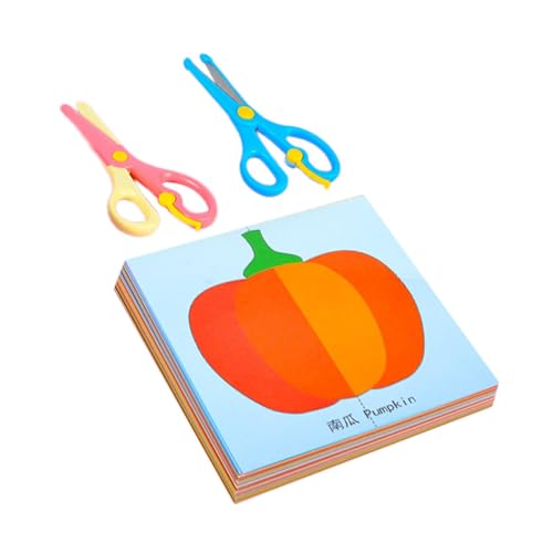 Milageto DIY Papierschneiden Papierschneiden Kunsthandwerk Entwicklung Kinder Papierschneidebuch für Festival Vorschule DIY Scrapbook, Früchte, Gemüse von Milageto