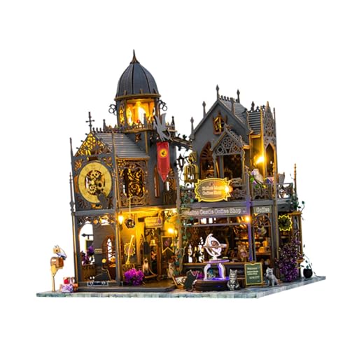 Milageto DIY-Puppenhaus-Bausatz, Miniatur-Puppenhaus mit LED-Lichtern, kreatives Baupuzzle-Puppenhaus-Zubehör für Kinder und Erwachsene von Milageto