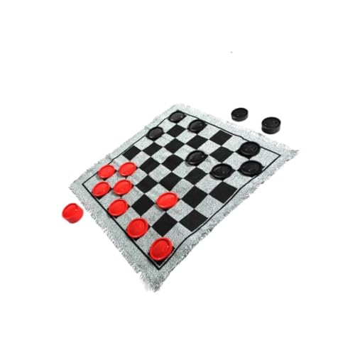 Milageto Dame-Brettspiel-Set, Klassische 3-in-1-Dame-Spielmatte für drinnen und draußen, Tic Tac Toe-Spiel, Riesen-Dame, GRAU von Milageto