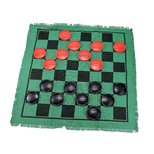 Milageto Dame-Brettspiel-Set, Klassische 3-in-1-Dame-Spielmatte für drinnen und draußen, Tic Tac Toe-Spiel, Riesen-Dame, GRÜN von Milageto