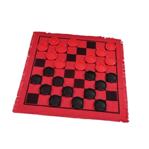 Milageto Dame-Brettspiel-Set, Klassische 3-in-1-Dame-Spielmatte für drinnen und draußen, Tic Tac Toe-Spiel, Riesen-Dame, ROT von Milageto