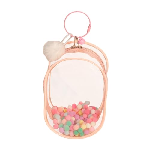 Milageto Durchsichtige Figuren-Displaytasche, Outdoor-Puppentasche, Geschenke für Erwachsene, wasserdicht, staubdicht, Mini-Puppen-Aufbewahrungstasche für, rosa mit Ball von Milageto
