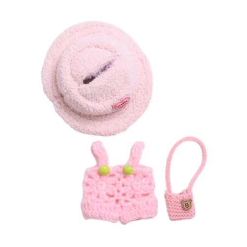 Milageto Gefüllte Puppenkleidung, Anziehanzug, Mini-Foto-Requisiten, Rollenspiel-Puppen-Outfit, Kostüme für 6,69-Zoll-Puppen, Puppensammlergeschenke, Rosa Kleiderhuttasche von Milageto