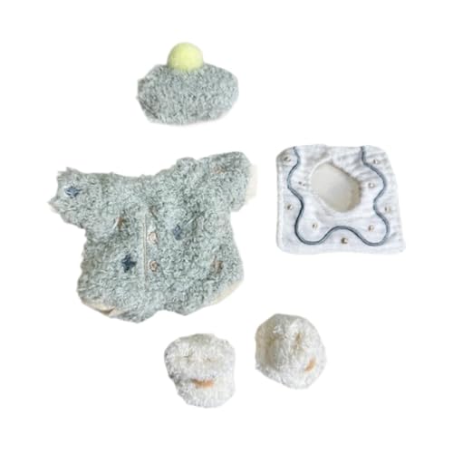 Milageto Gefüllter Puppen-Body, Anzieh-Kleidung, pädagogische DIY-Kostüme mit Mütze, Lätzchen und Socken für Flexibilität und Koordination für 15 cm große von Milageto