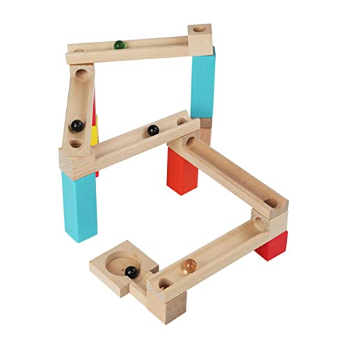 Milageto Hölzerne Murmelbahn, Klassisches Murmelrampen-Schienenblockspiel, Holzbauspielzeug, Farberkennung für Partybevorzugung Milageto Hölzerne Murmelbahn, Klassisches Murmelrampen-Schienenblockspiel, Holzbauspielzeug, Farberkennung für Partybevorzugung von Milageto