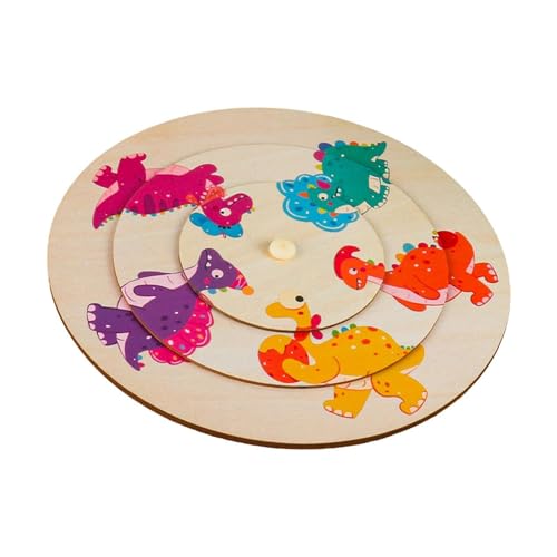 Milageto Hölzerne passende Rätsel Fine Motor Birthday Geschenk Tierform Holz Puzzle Farbspielzeug für 3-5 Jahre alte Kinder, Dinosaurier von Milageto