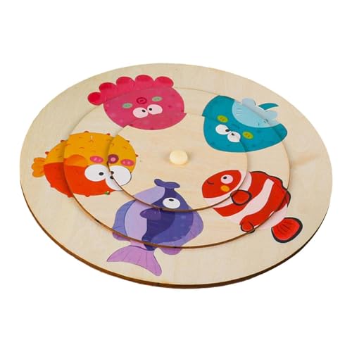 Milageto Hölzerne passende Rätsel Fine Motor Birthday Geschenk Tierform Holz Puzzle Farbspielzeug für 3-5 Jahre alte Kinder, Meerestier von Milageto