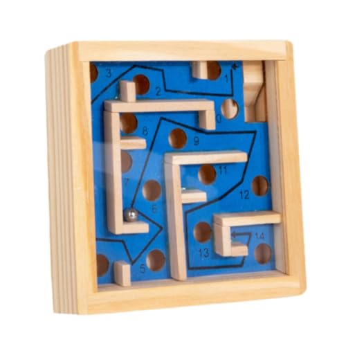 Milageto Hölzernes Labyrinth-Brettspiel Rolling Ball Maze Educational Fine Motor Skill Brain Teaser Puzzle für Jungen Mädchen, Blau von Milageto