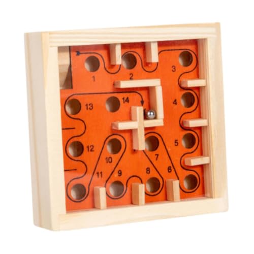 Milageto Hölzernes Labyrinth-Brettspiel Rolling Ball Maze Educational Fine Motor Skill Brain Teaser Puzzle für Jungen Mädchen, Orange von Milageto