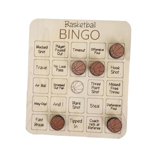 Milageto Holz-Bingo-Spiel, Brettspiel, traditionelles Tischspiel mit Sport-Thema, Nacht-Holzspiel, Basketball von Milageto