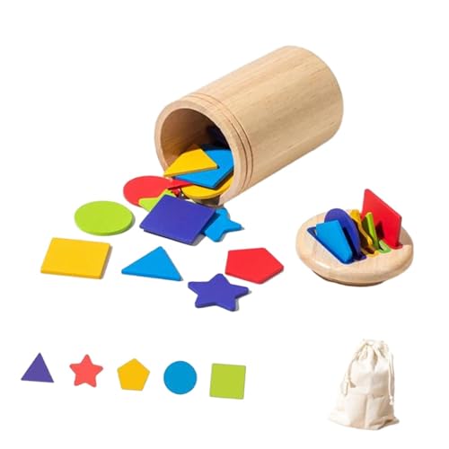 Milageto Holz-Farb- und Formsortierbox, Montessori-Holzspielzeug, Entwicklungsspielzeug, Frühlernspielzeug für Jungen und Mädchen, Kleinkinder, Kindergeschenk, Style C von Milageto