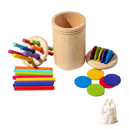 Milageto Holz-Farb- und Formsortierbox, Montessori-Holzspielzeug, Entwicklungsspielzeug, Frühlernspielzeug für Jungen und Mädchen, Kleinkinder, Kindergeschenk, Style D von Milageto