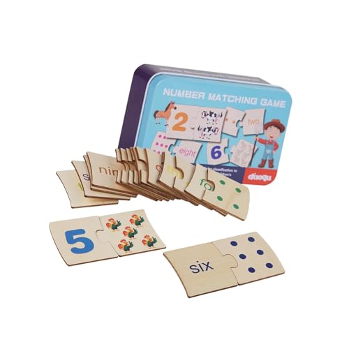 Milageto Holz-Zahlenpuzzle, Mathespiel, Zahlen-Zuordnungspuzzle, Vorschul-Mathespielzeug für Kinder ab 3 Jahren, Jungen und Mädchen, Familienspiel von Milageto