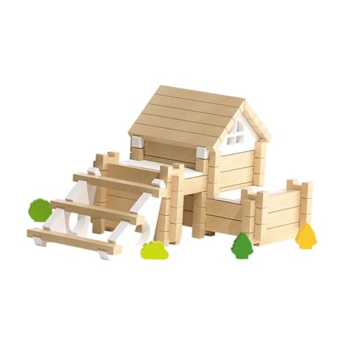 Milageto Holzbausteine, Konstruktionsspielzeug, 3D-Puzzles, Entwicklung, Heimdekoration, Holzhausbau für Jungen und Mädchen, Geschenk von Milageto