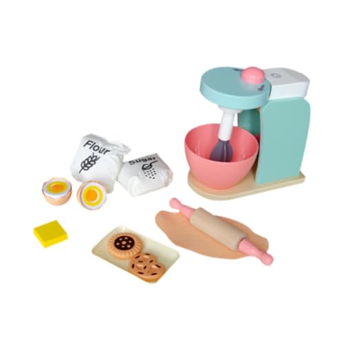 Milageto Holzmixer-Set, Küchenspielzeug, Rollenspiele, Bildung, Küchenspielset, Spiellebensmittel, Küchenzubehör für Kinder, Mädchen und Jungen von Milageto