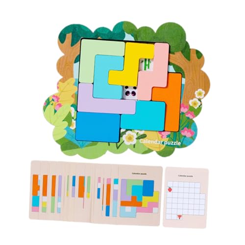 Milageto Holzpuzzle für Kinder, Puzzlespiel, pädagogisches, anspruchsvolles Ornamentblockspielzeug, Frühlern-Puzzleset für Farben und Formen, Tiere von Milageto