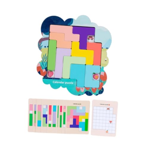 Milageto Holzpuzzle für Kinder, Puzzlespiel, pädagogisches, anspruchsvolles Ornamentblockspielzeug, Frühlern-Puzzleset für Farben und Formen, Transport von Milageto