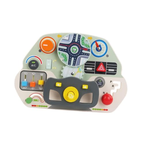 Milageto Holzwagen Lenkradspielzeug geschäftiger Brett, Motor Skills Realistic Play Driving Toy Kleinkinder Sensorisches Spielzeug für Vorschule von Milageto