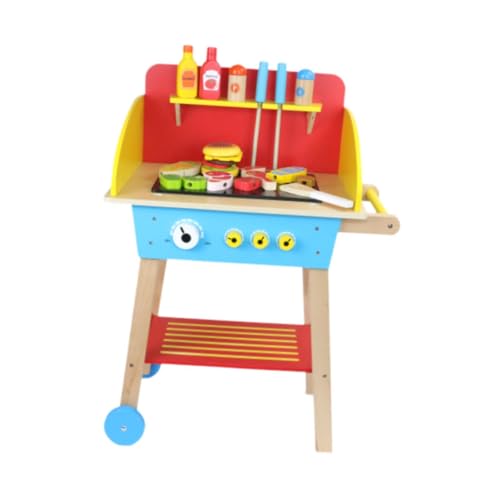 Milageto Kinder-BBQ-Grill-Spielzeugset, Spielküchenzubehör, realistisches, praktisches Grill-Kochspiel mit Spielnahrung für Jungen, Mädchen, Kinder von Milageto