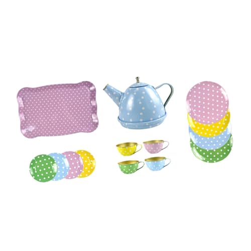 Milageto Mädchen Kleines Teeservice Spielzeug Nachmittagstee Spielset Simulation Rollenspiel Teekanne Tasse Set Rollenspiel Spielzeug für Geburtstagsgeschenk, Blau von Milageto