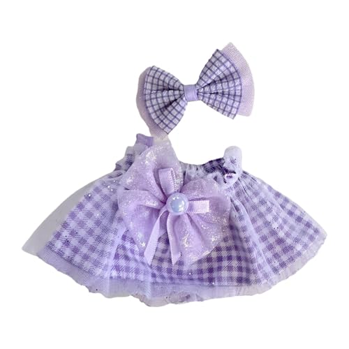 Milageto Mini 7 Zoll Puppenkleidung Puppenkleid Mädchen Geschenk mit Haarschmuck, Puppenkleidung, Anzieh, für 20cm Puppe, Kinder Anhänger Puppe von Milageto